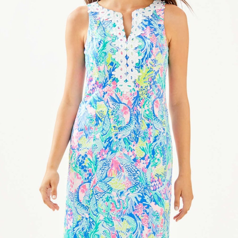 Lilly Pulitzer Gabby Shift Midi Mermaids Cove